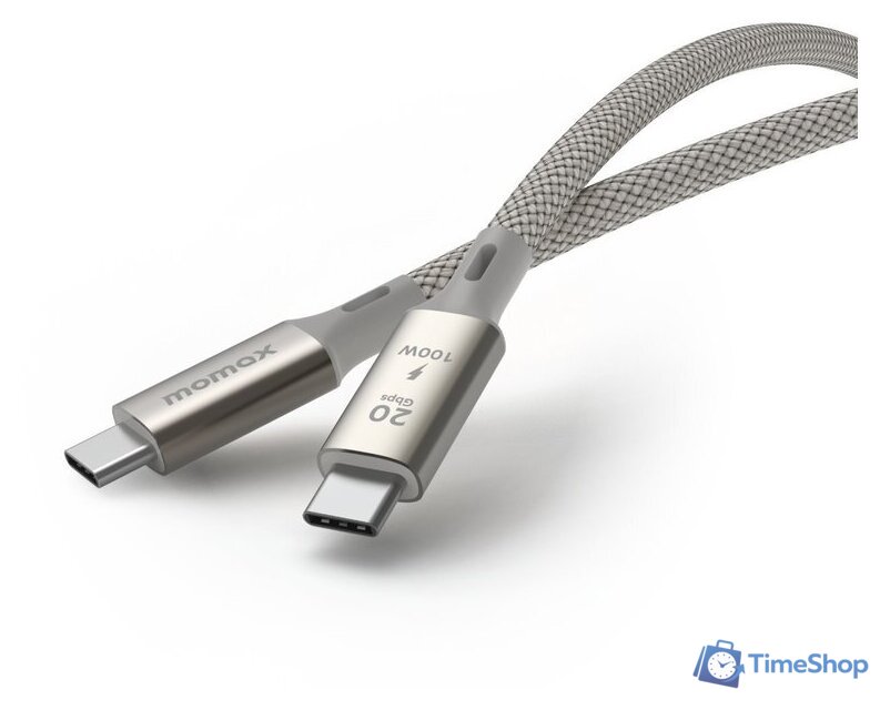 Кабель Momax DC31L USB 3.2 Gen 2x2 Type-C - USB 3.2 Gen 2x2 Type-C (1 м, серебристый/серый) - Изображение №1 — Интернет-магазин Time-Shop