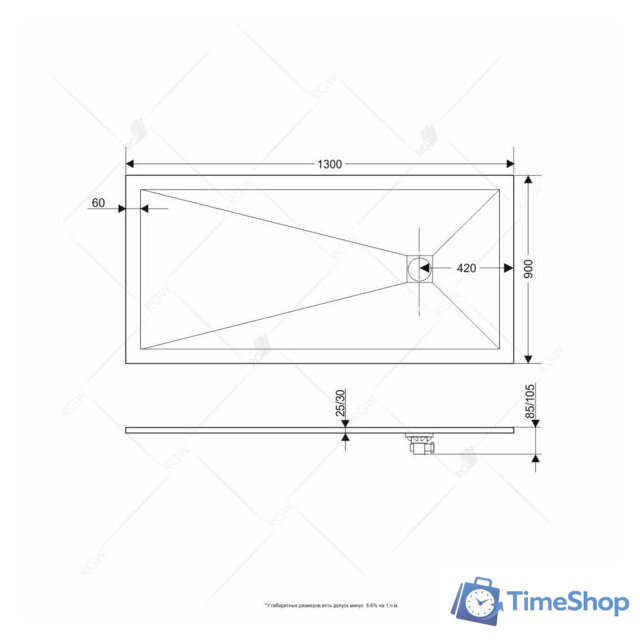 Душевой поддон RGW ST-0139G 16152913-02 90x130 - Изображение №4 — Интернет-магазин Time-Shop