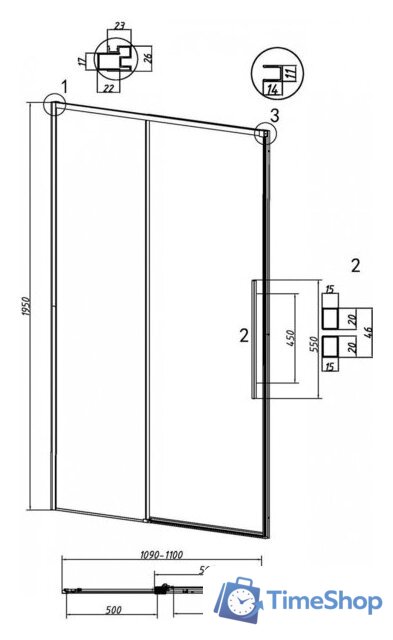 Душевая дверь Grossman Galaxy 110x195 100.K33.01.110.10.02 (хром/стекло шиншилла) - Изображение №11 — Интернет-магазин Time-Shop