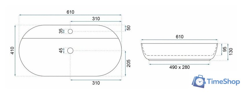 Умывальник Rea Aura 61 Marmo Shiny U8003 - Изображение №7 — Интернет-магазин Time-Shop