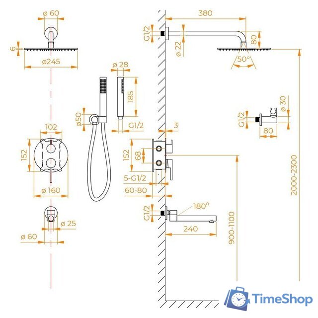 Душевая система  RGW SP-55B - Изображение №5 — Интернет-магазин Time-Shop