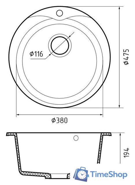 Кухонная мойка GranFest Rondo 480 (черный) - Изображение №3 — Интернет-магазин Time-Shop