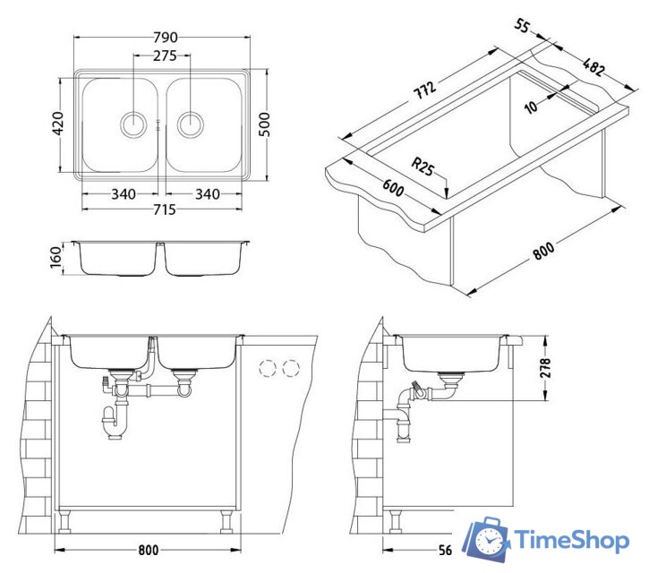 Кухонная мойка Alveus Line 90 Satin-90 - Изображение №2 — Интернет-магазин Time-Shop