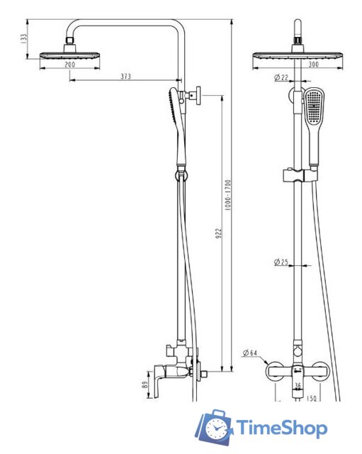 Душевая система  Lemark LM7260BL - Изображение №2 — Интернет-магазин Time-Shop