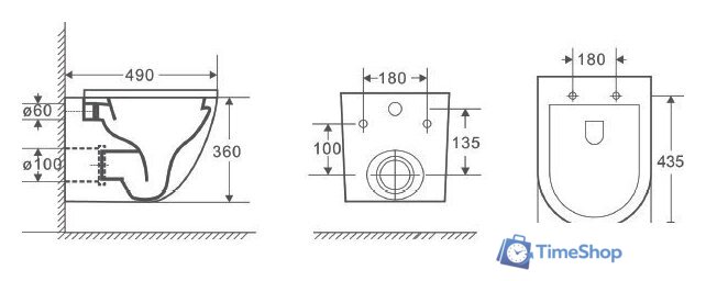 Унитаз подвесной D&K Matrix DT1396516 - Изображение №9 — Интернет-магазин Time-Shop