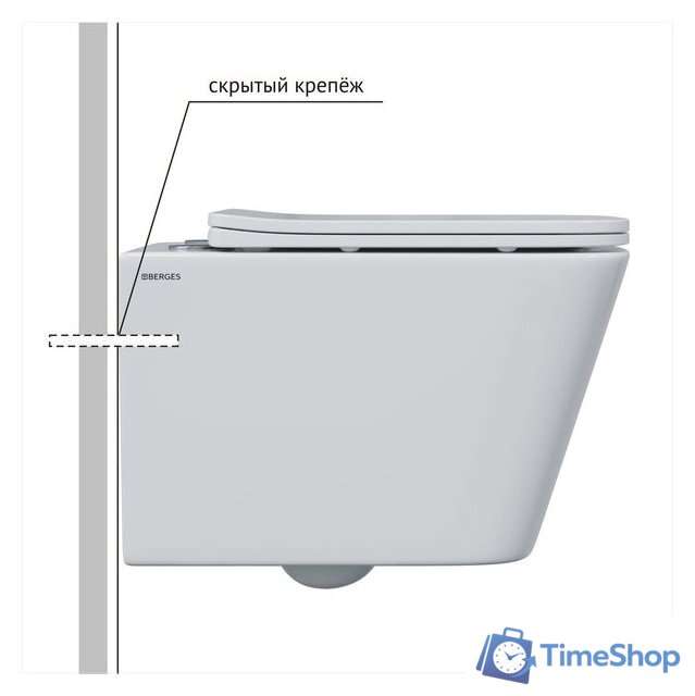 Унитаз подвесной Berges Wasserhaus Floe S Rimless + АТОМ 410 АТ-043368 (с сиденьем) - Изображение №5 — Интернет-магазин Time-Shop