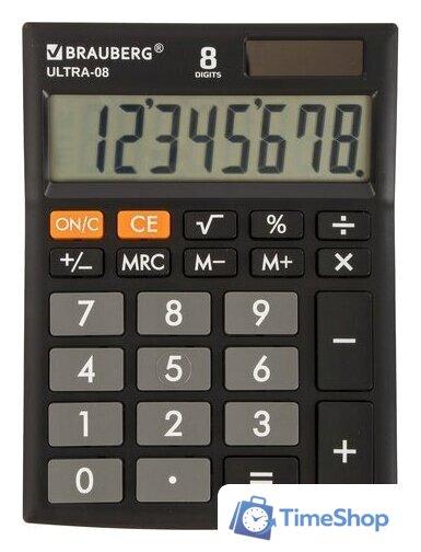 Бухгалтерский калькулятор BRAUBERG Ultra-08-BK 250507 (черный) - Изображение №1 — Интернет-магазин Time-Shop