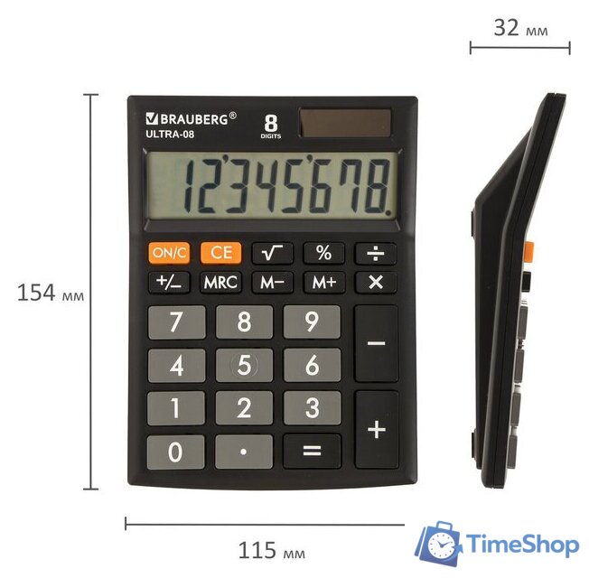 Бухгалтерский калькулятор BRAUBERG Ultra-08-BK 250507 (черный) - Изображение №6 — Интернет-магазин Time-Shop