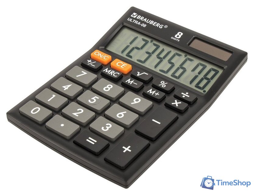 Бухгалтерский калькулятор BRAUBERG Ultra-08-BK 250507 (черный) - Изображение №2 — Интернет-магазин Time-Shop