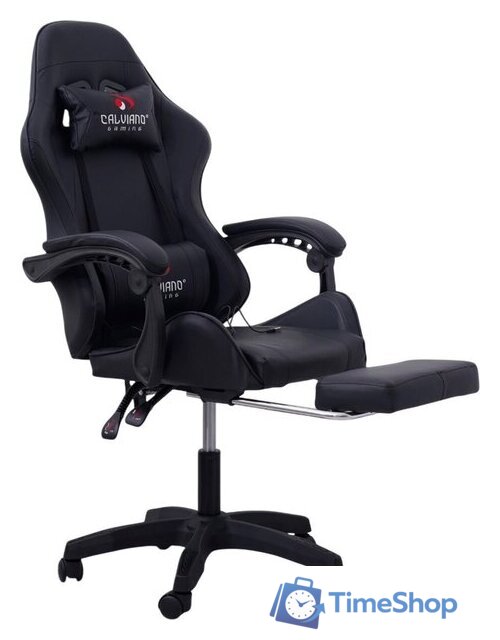 Игровое (геймерское) кресло Calviano 1584 (PU, черный) - Изображение №1 — Интернет-магазин Time-Shop
