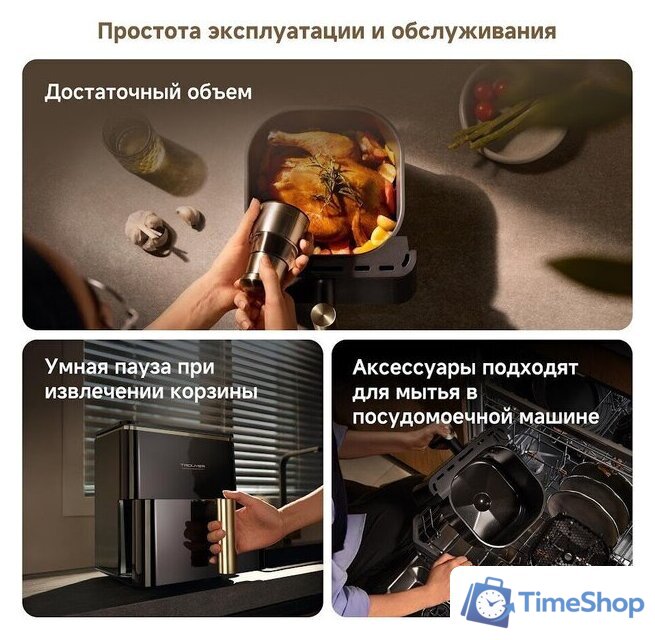 Аэрогриль (аэрофритюрница) Trouver Air Fryer Metalish AF10 Pro (черный) - Изображение №9 — Интернет-магазин Time-Shop
