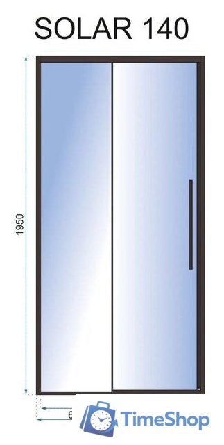 Душевая дверь Rea Solar 140 (черный/прозрачное стекло) - Изображение №3 — Интернет-магазин Time-Shop