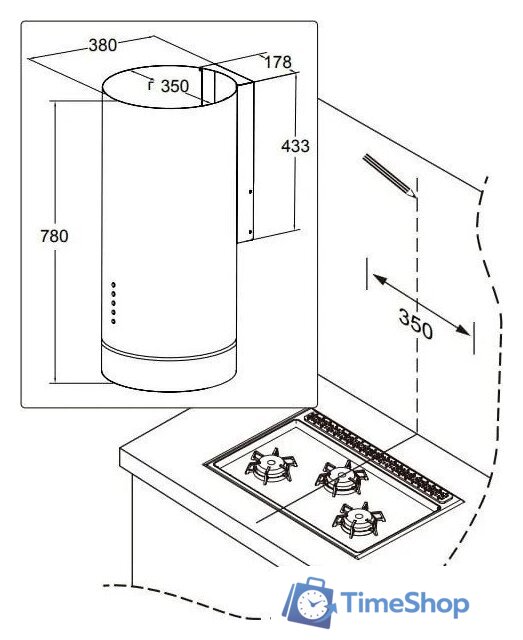 Кухонная вытяжка Meferi TUBE35GOLD Comfort - Изображение №2 — Интернет-магазин Time-Shop