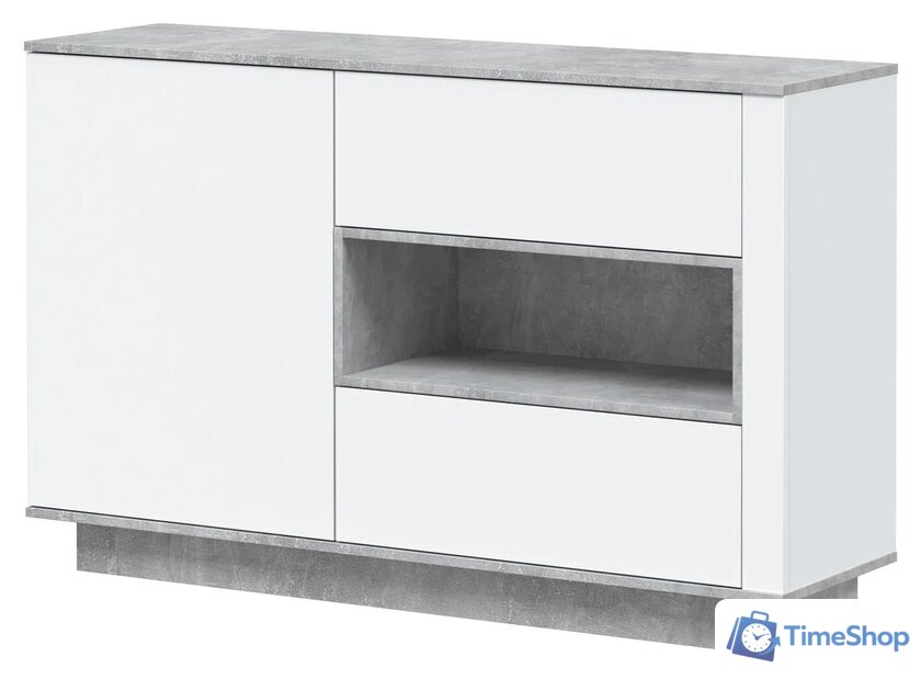 Комод Интерлиния Quartz QZ-Т1Д2Ш (белый платинум/бетон) - Изображение №1 — Интернет-магазин Time-Shop