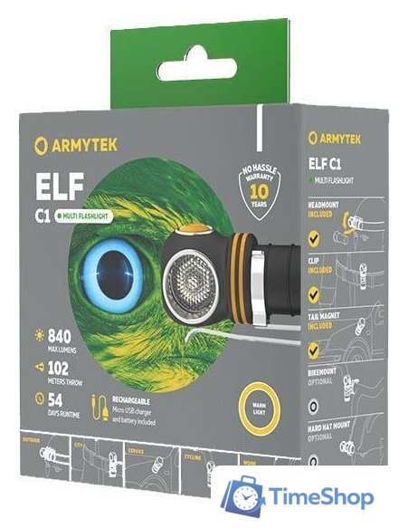 Фонарь Armytek Elf C1 Micro USB (теплый) - Изображение №5 — Интернет-магазин Time-Shop