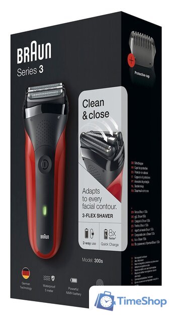 Электробритва Braun Series 3 300s (красный) - Изображение №3 — Интернет-магазин Time-Shop