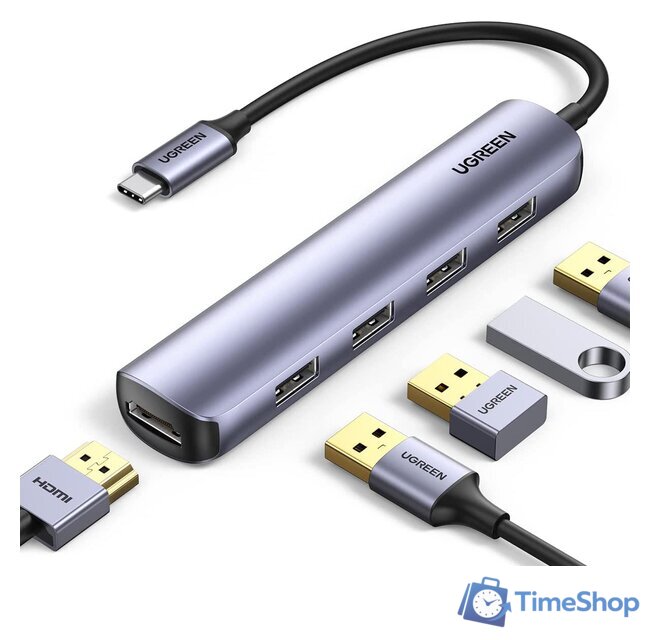 USB-хаб Ugreen CM417 20197 - Изображение №1 — Интернет-магазин Time-Shop