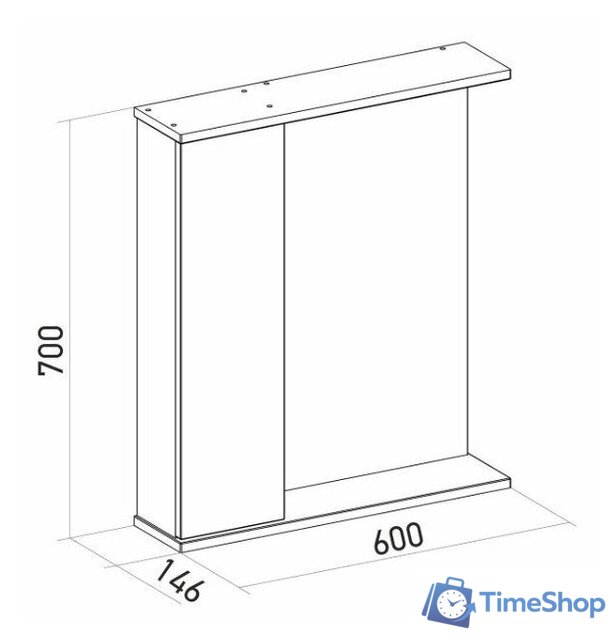  Mixline Шкаф с зеркалом Лайн 60 553010 (левый, с подсветкой) - Изображение №6 — Интернет-магазин Time-Shop