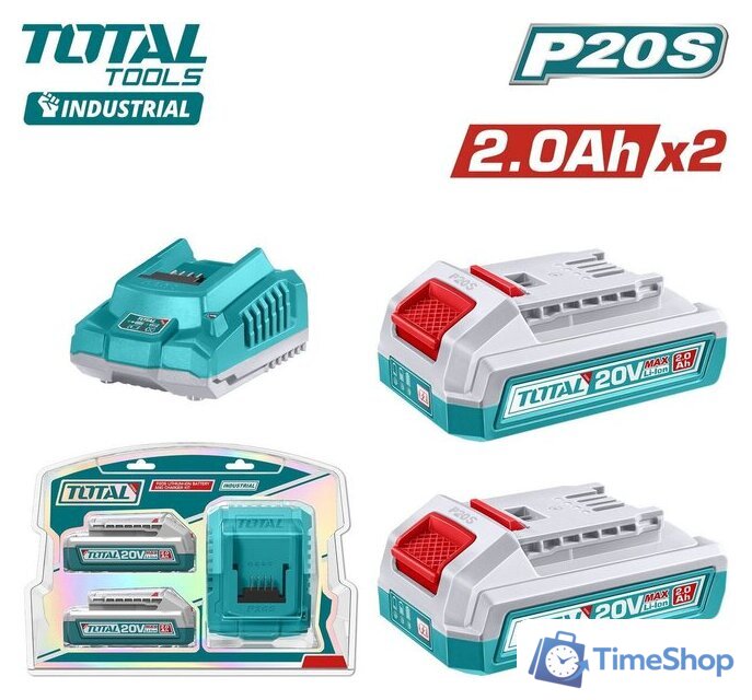 Аккумулятор с зарядным устройством Total TFBCPK2212 (20В/2x2 Ah + 20В) - Изображение №1 — Интернет-магазин Time-Shop