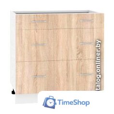 Шкаф напольный Кортекс-мебель Корнелия Лира НШ80р3ш без столешницы (дуб сонома) - Изображение №1 — Интернет-магазин Time-Shop