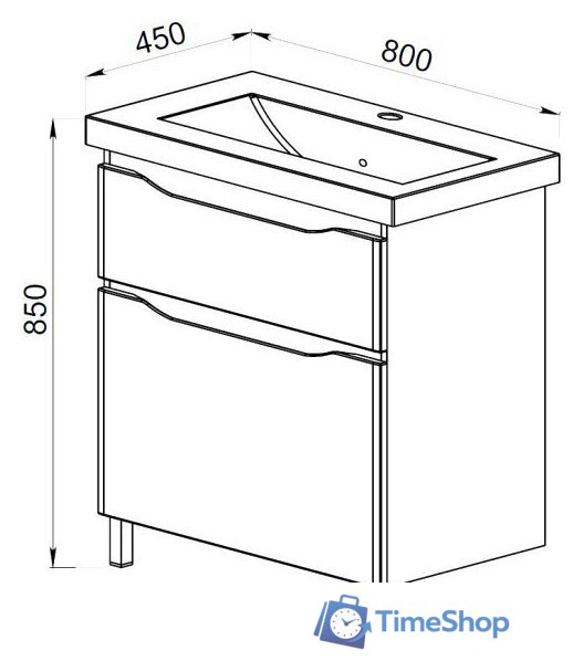  АВН Тумба под умывальник Латтэ 80 41.38 (1) - Изображение №4 — Интернет-магазин Time-Shop