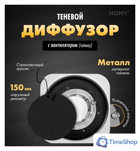 Вентиляционная решетка HOMY AIR Lite круглый AL100BT d150 (черная) - Изображение №1 — Интернет-магазин Time-Shop