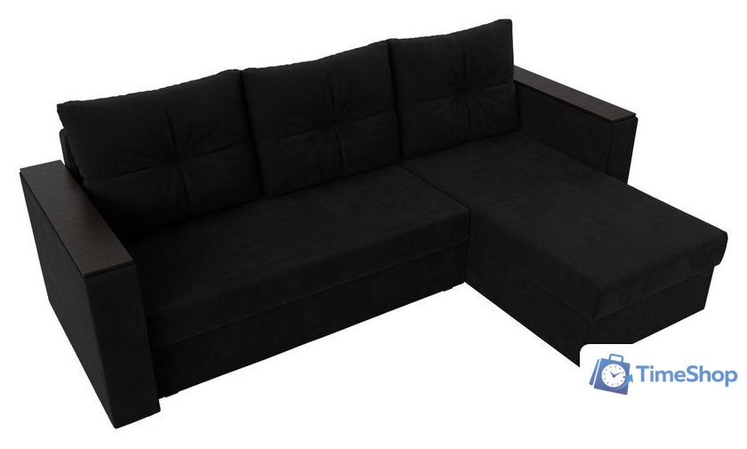 Угловой диван Лига диванов Атланта Б/С правый 117049 (микровельвет черный) - Изображение №2 — Интернет-магазин Time-Shop
