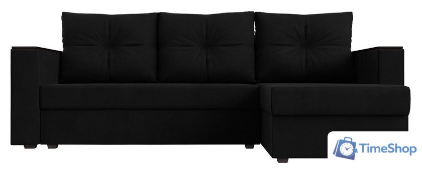 Угловой диван Лига диванов Атланта Б/С правый 117049 (микровельвет черный) - Изображение №6 — Интернет-магазин Time-Shop