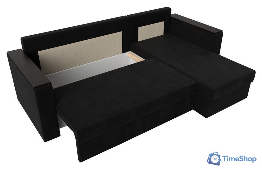 Угловой диван Лига диванов Атланта Б/С правый 117049 (микровельвет черный) - Изображение №7 — Интернет-магазин Time-Shop