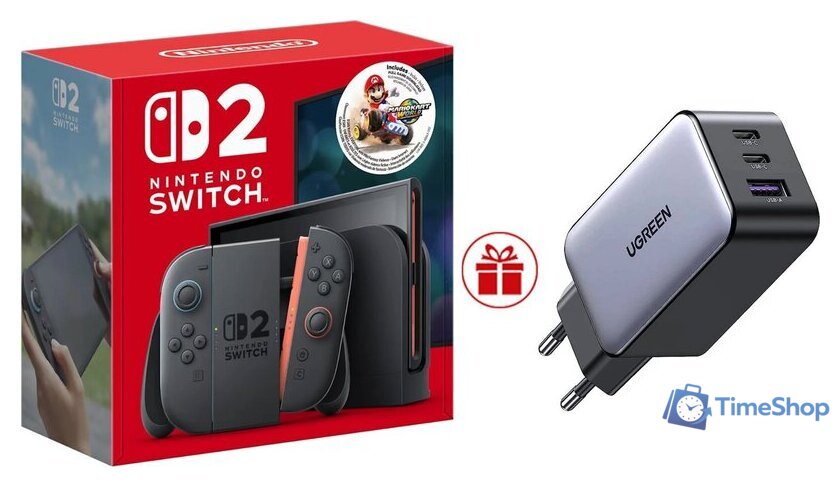 Игровая приставка Nintendo Switch 2 (Mario Kart World Bundle) + зарядное устройство Ugreen CD244 10335 по акции - Изображение №1 — Интернет-магазин Time-Shop