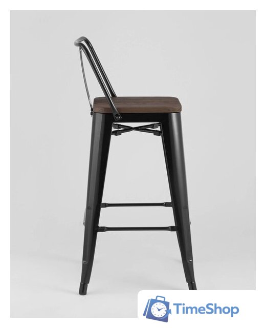 Стул Stool Group Tolix Wood со спинкой YD-H765E-W LG-01 (черный глянцевый/темное дерево) - Изображение №4 — Интернет-магазин Time-Shop