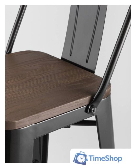 Стул Stool Group Tolix Wood со спинкой YD-H765E-W LG-01 (черный глянцевый/темное дерево) - Изображение №8 — Интернет-магазин Time-Shop