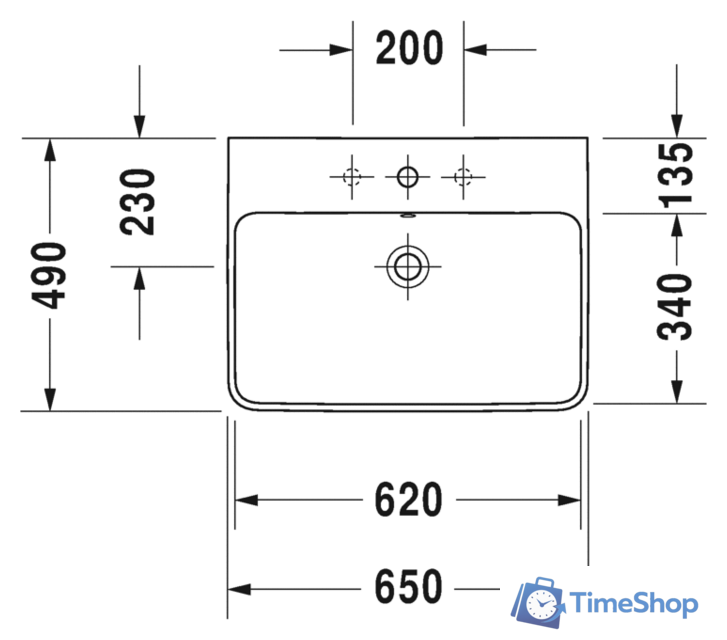 Умывальник Duravit ME by Starck 65x49 [2335650000] - Изображение №3 — Интернет-магазин Time-Shop
