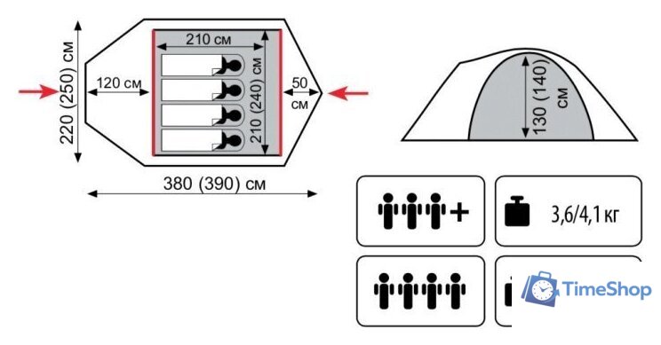 Треккинговая палатка Tramp Lite Camp 4 - Изображение №2 — Интернет-магазин Time-Shop