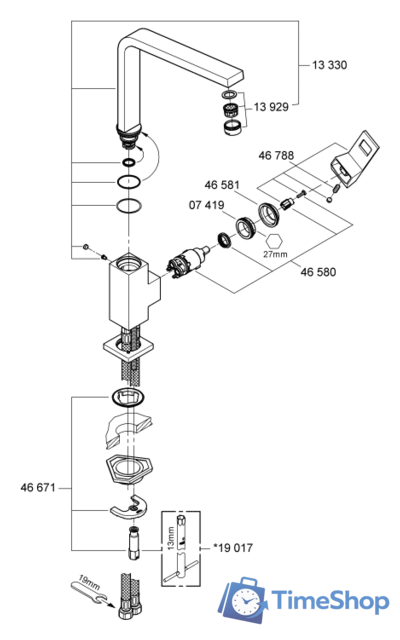 Смеситель Grohe Eurocube 31255000 - Изображение №3 — Интернет-магазин Time-Shop