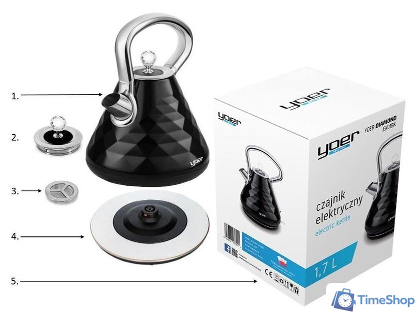 Электрический чайник Yoer Diamond EK01BK - Изображение №5 — Интернет-магазин Time-Shop