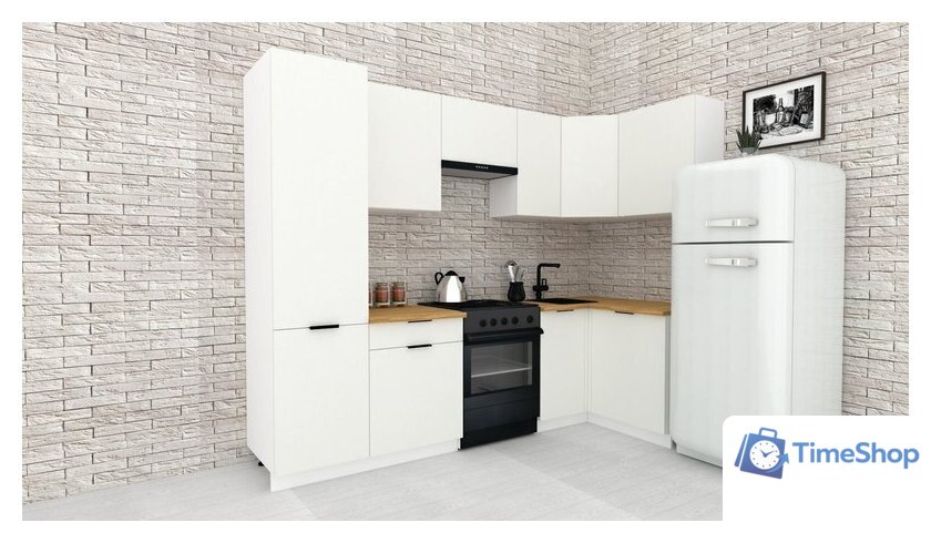 Готовая кухня ВерсоМебель Эко-2 1.2x2.7 правая (белый фасадный/ст.золотистый дуб) - Изображение №2 — Интернет-магазин Time-Shop
