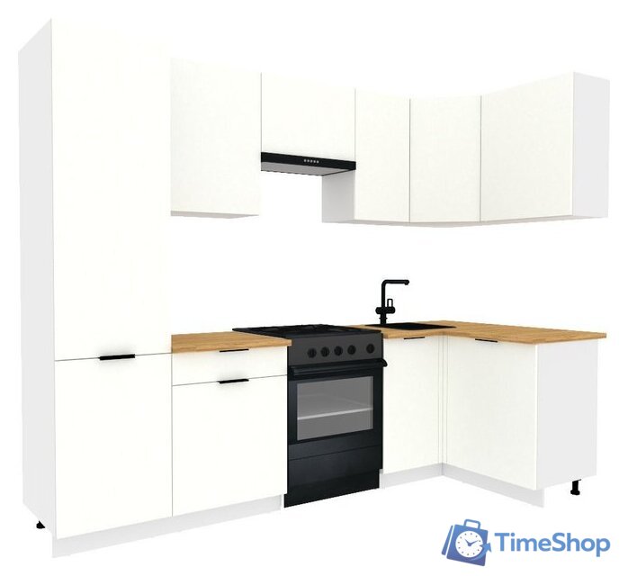 Готовая кухня ВерсоМебель Эко-2 1.2x2.7 правая (белый фасадный/ст.золотистый дуб) - Изображение №1 — Интернет-магазин Time-Shop