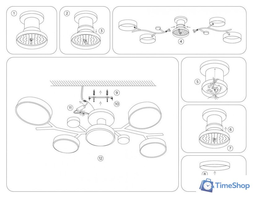 Припотолочная люстра Ambrella light FL4835/5 BK - Изображение №8 — Интернет-магазин Time-Shop
