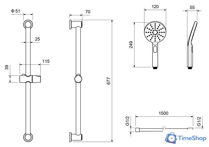 Душевой гарнитур  Aquatek Оберон AQ2016MB (черный матовый) - Изображение №8 — Интернет-магазин Time-Shop
