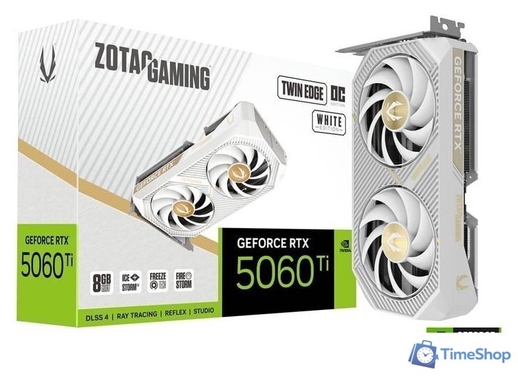 Видеокарта ZOTAC Gaming GeForce RTX 5060 Ti 16GB Twin Edge OC White Edition ZT-B50620Q-10M - Изображение №7 — Интернет-магазин Time-Shop
