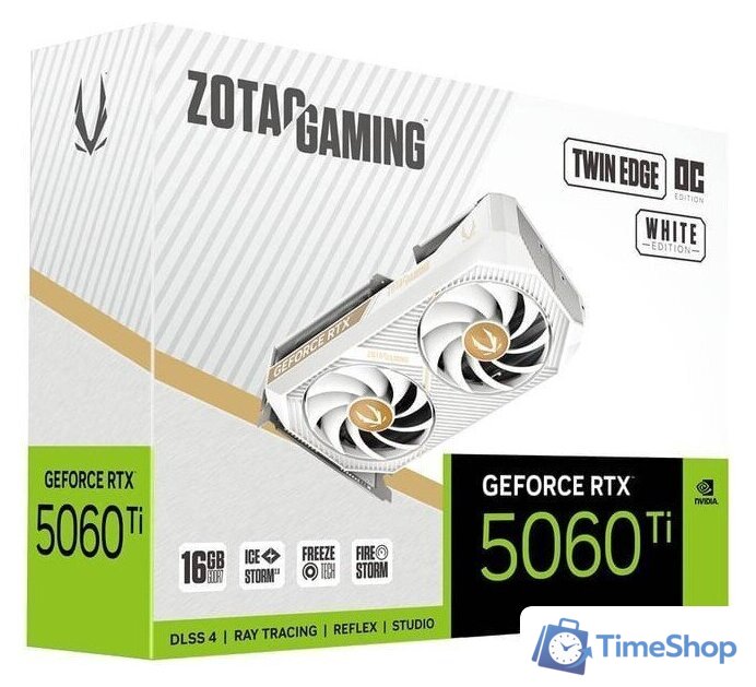 Видеокарта ZOTAC Gaming GeForce RTX 5060 Ti 16GB Twin Edge OC White Edition ZT-B50620Q-10M - Изображение №6 — Интернет-магазин Time-Shop