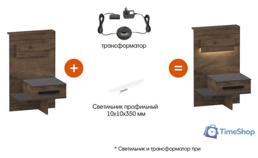 Тумба Мебельград Глазго прикроватная тумбочка (таксония/графит) - Изображение №1 — Интернет-магазин Time-Shop