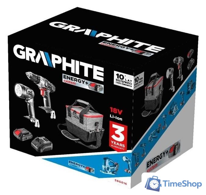  GRAPHITE 58G016 (шуруповерт, фонарь, 1 АКБ, сумка) - Изображение №6 — Интернет-магазин Time-Shop