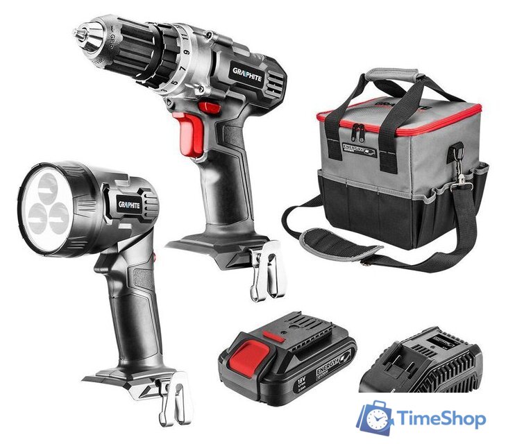  GRAPHITE 58G016 (шуруповерт, фонарь, 1 АКБ, сумка) - Изображение №1 — Интернет-магазин Time-Shop
