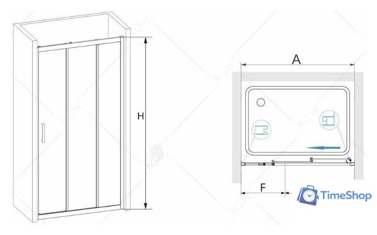 Душевая дверь RGW PA-13 140 (хром/прозрачное стекло) - Изображение №3 — Интернет-магазин Time-Shop