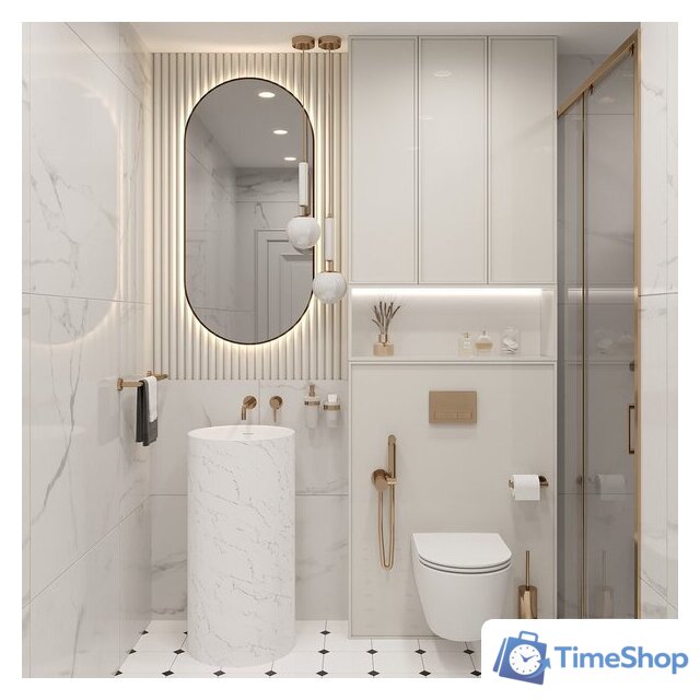 Умывальник Wellsee Chalice Perfection 230619000 (отдельностоящий, без отверстия под смеситель, цвет матовый белый мрамор/глянцевый белый) - Изображение №7 — Интернет-магазин Time-Shop