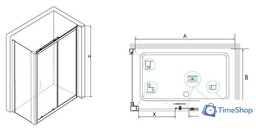 Душевой уголок RGW CL-48 CL-14+Z-050-1 32094885-011 150x80 (хром/прозрачное стекло) - Изображение №3 — Интернет-магазин Time-Shop