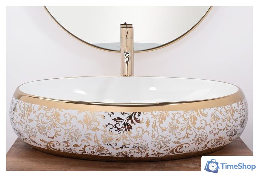Умывальник Rea Meryl (белый/золотой) - Изображение №4 — Интернет-магазин Time-Shop