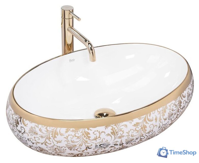 Умывальник Rea Meryl (белый/золотой) - Изображение №1 — Интернет-магазин Time-Shop